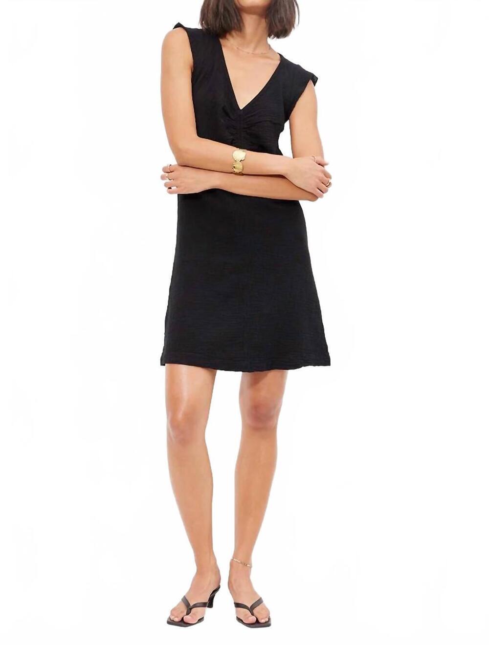NEW BOBI mini cinched front dress in black